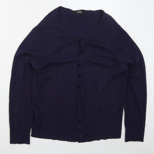 Marks and Spencer Womens Blue Round Neck  Viscose Cardigan Jumper Size 16