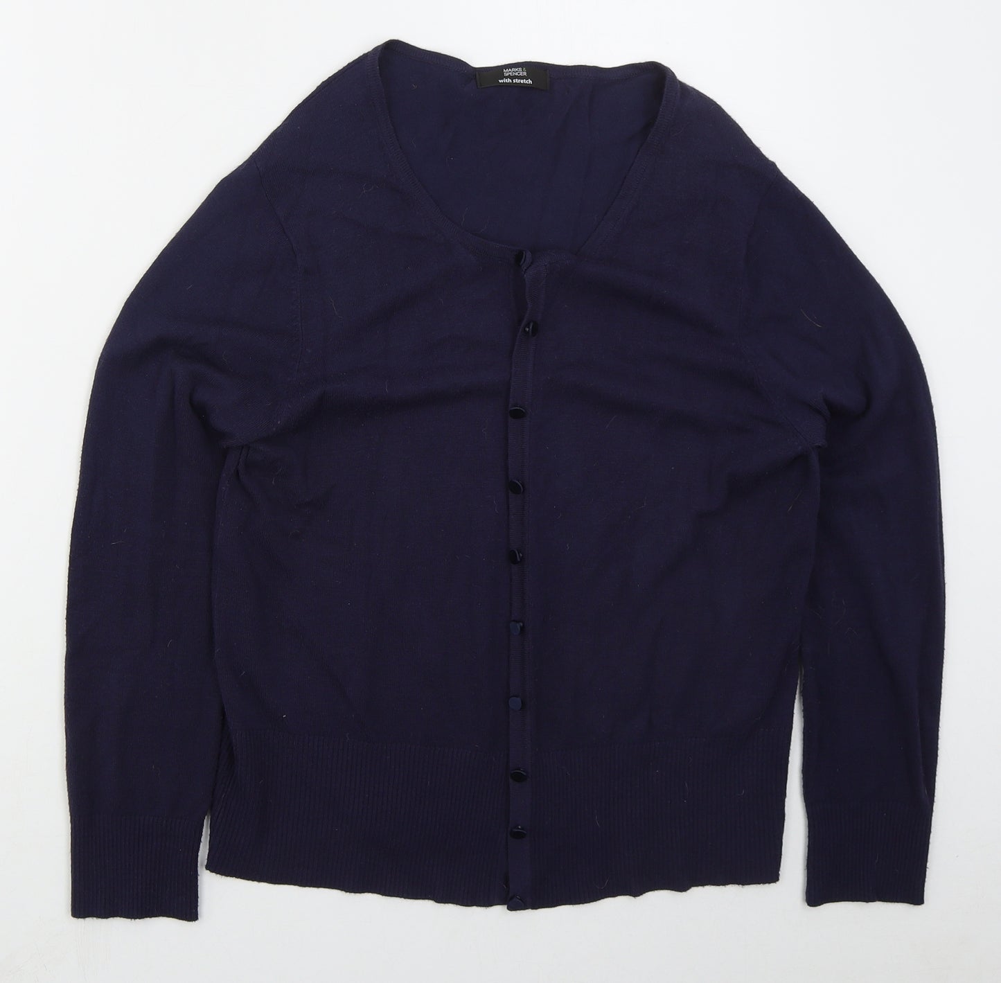 Marks and Spencer Womens Blue Round Neck  Viscose Cardigan Jumper Size 16