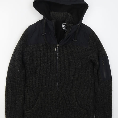 D Code Mens Grey  Acrylic Full Zip Hoodie Size S