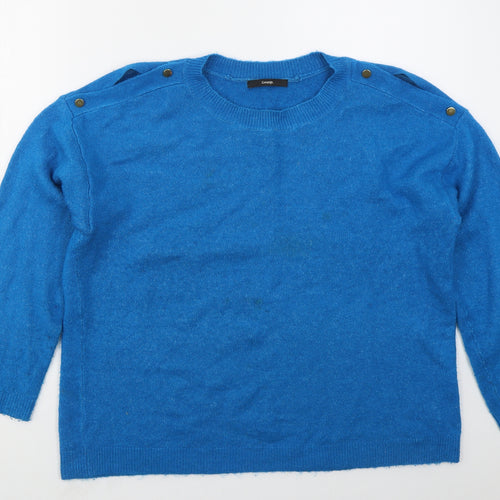 George Womens Blue Crew Neck  Acrylic Pullover Jumper Size 16