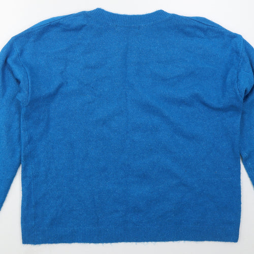 George Womens Blue Crew Neck  Acrylic Pullover Jumper Size 16