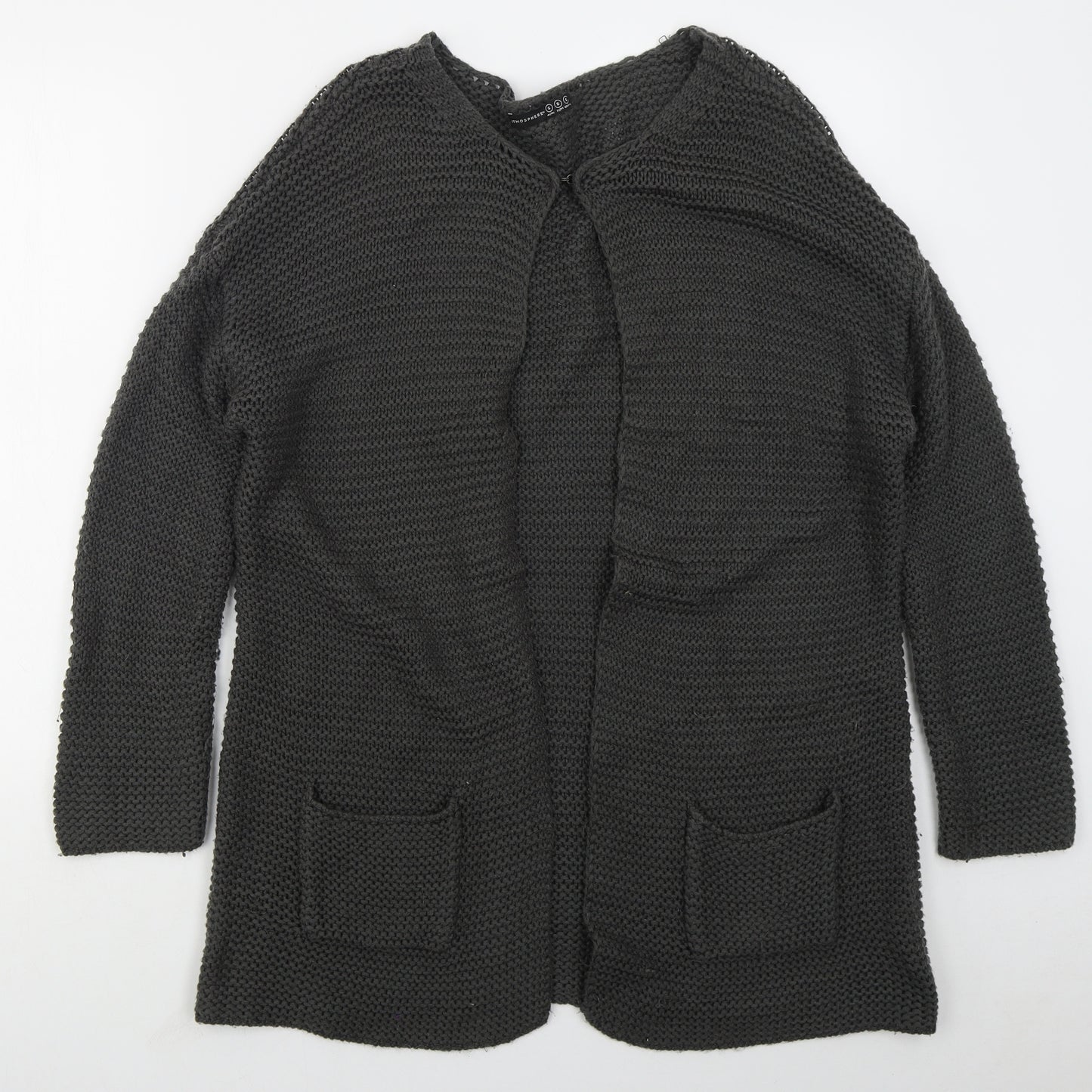 Atmosphere Womens Grey Round Neck  Acrylic Cardigan Jumper Size S