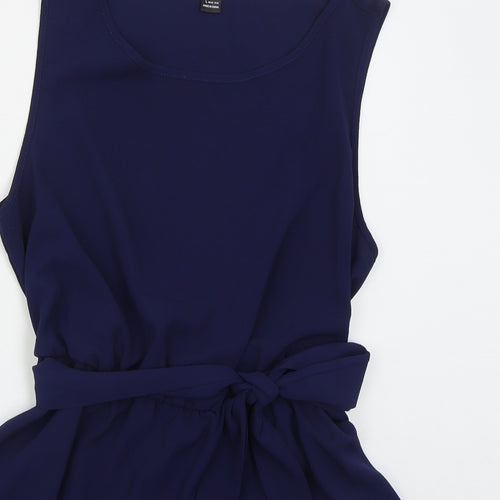 SheIn Womens Blue  Polyester Basic Blouse Size L Boat Neck