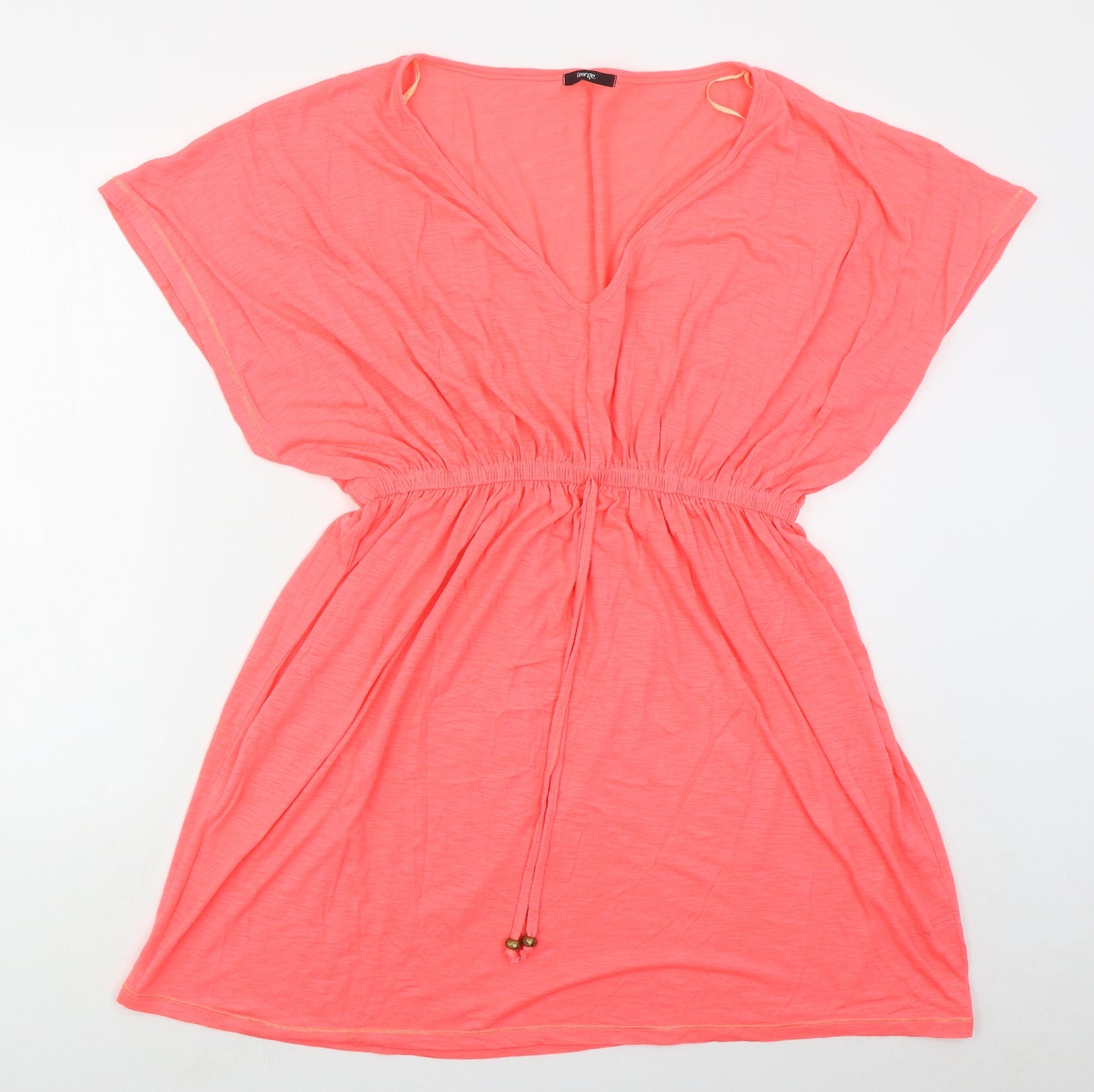 George Womens Pink  Polyester T-Shirt Dress  Size L  V-Neck Pullover - Beach Cover Up