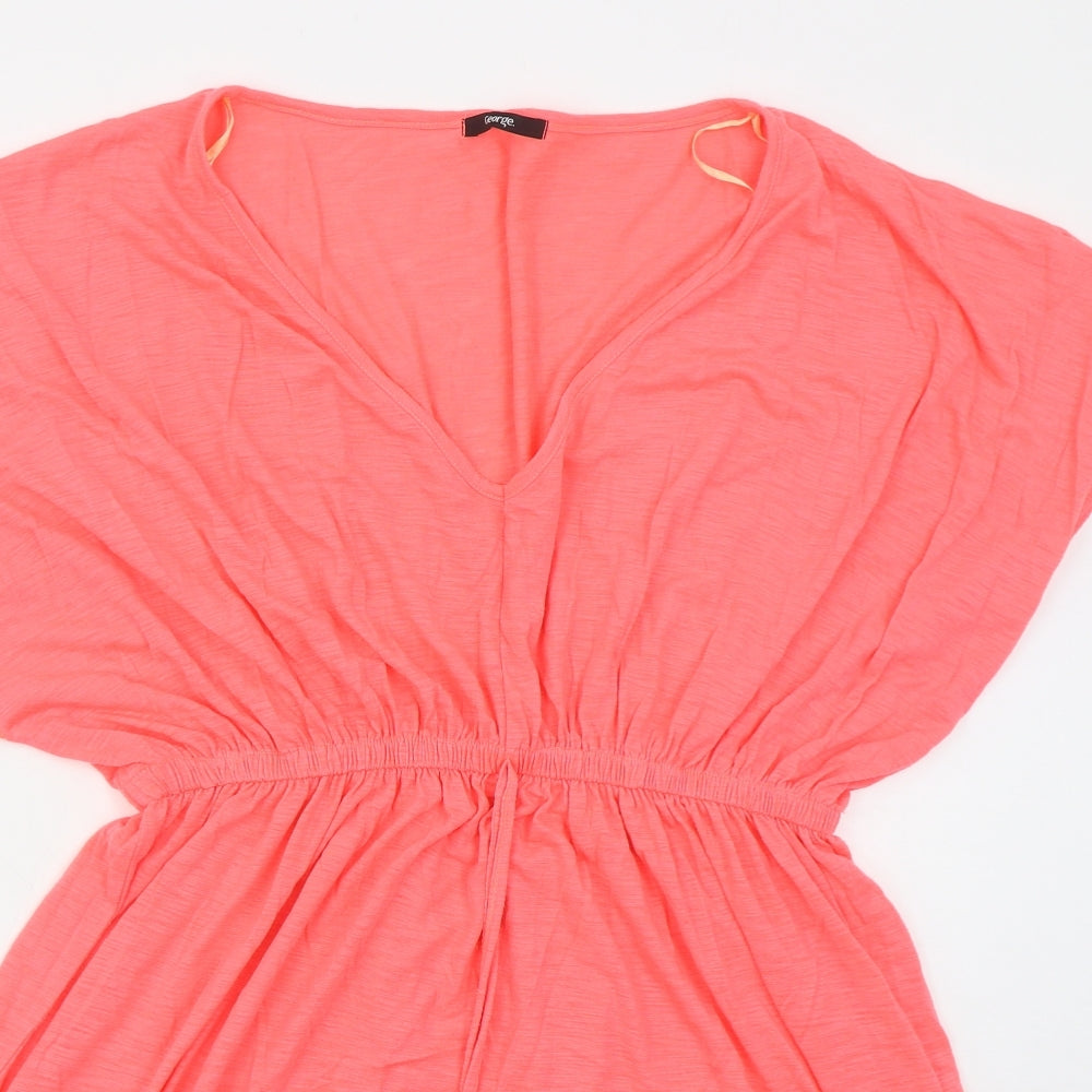 George Womens Pink  Polyester T-Shirt Dress  Size L  V-Neck Pullover - Beach Cover Up