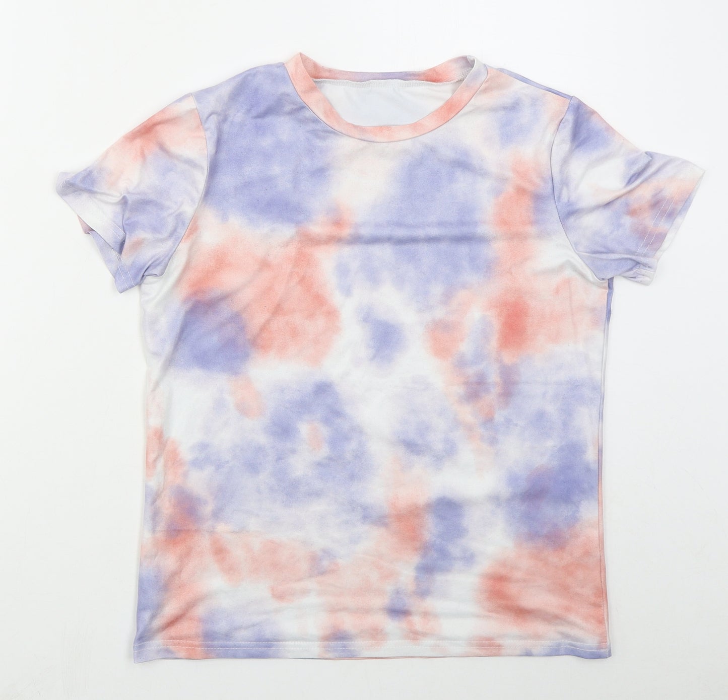 Preworn Womens Blue  Polyester Basic T-Shirt Size S Crew Neck - Pink Tie Dye