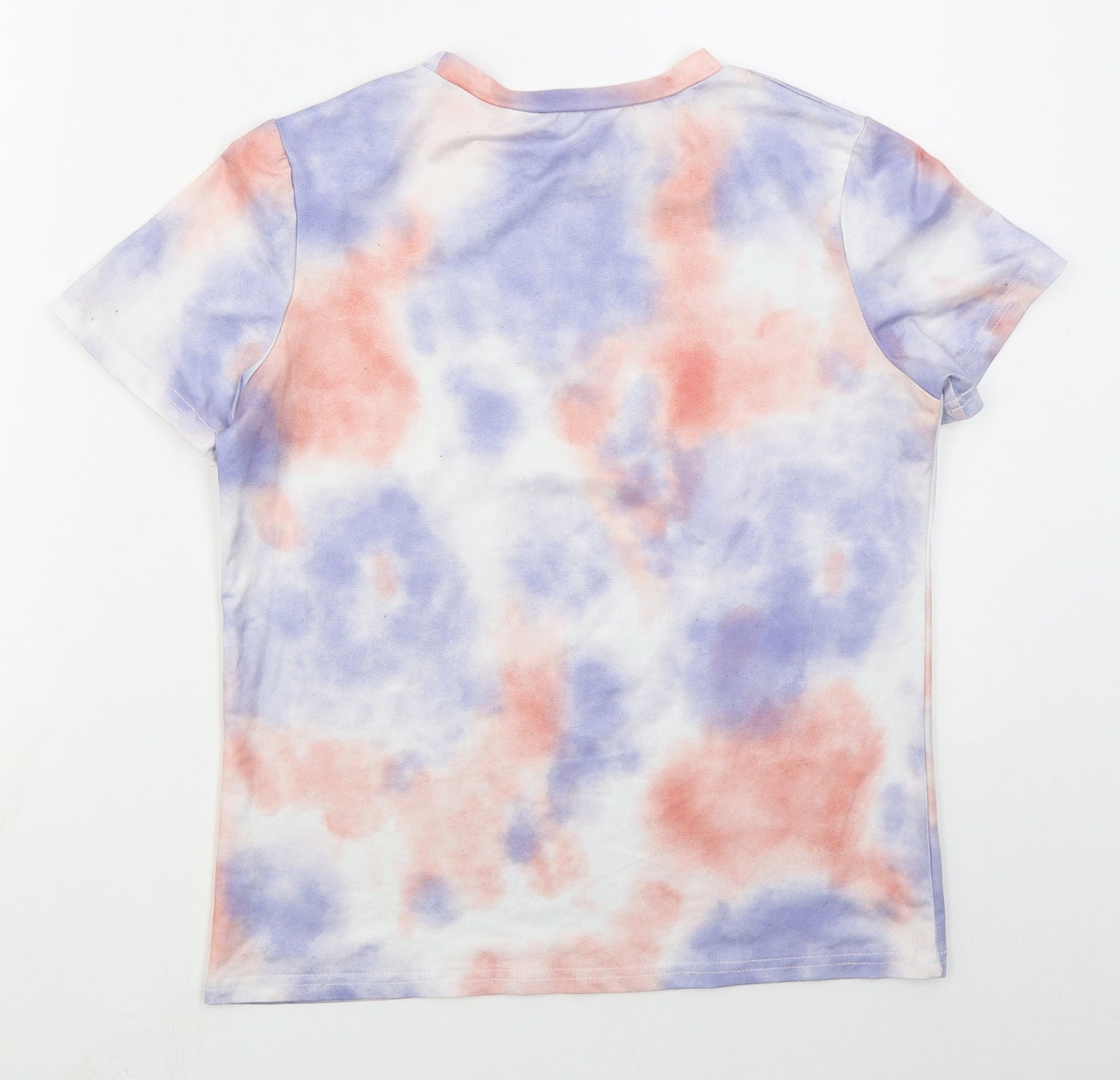 Preworn Womens Blue  Polyester Basic T-Shirt Size S Crew Neck - Pink Tie Dye