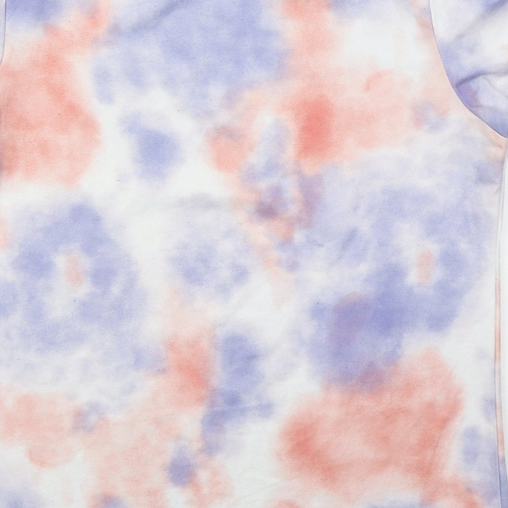 Preworn Womens Blue  Polyester Basic T-Shirt Size S Crew Neck - Pink Tie Dye