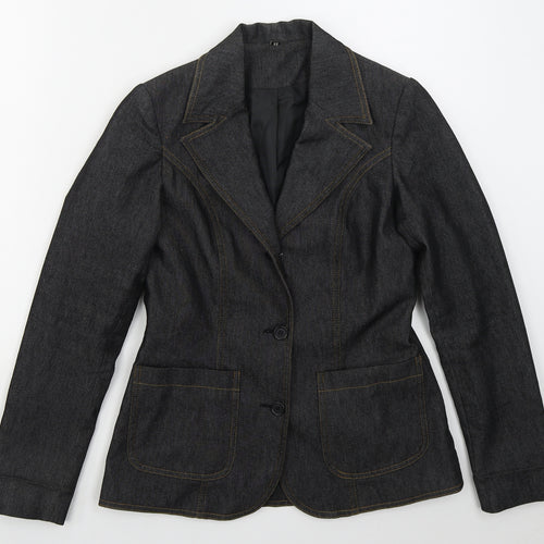 H&M Womens Blue  Cotton Jacket Suit Jacket Size M