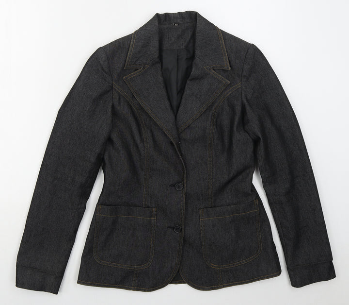 H&M Womens Blue  Cotton Jacket Suit Jacket Size M