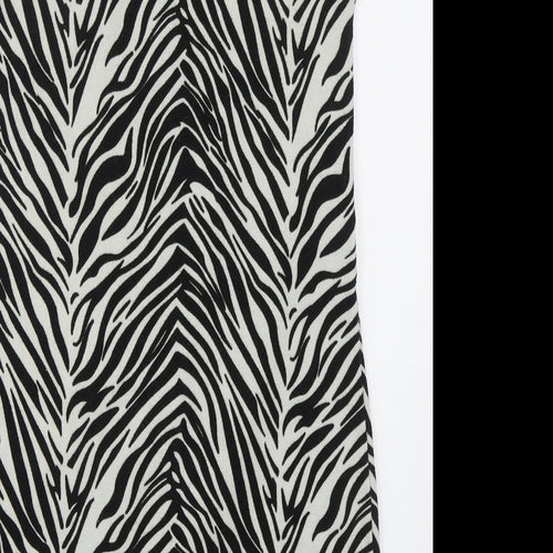 Pussycat Womens Black Animal Print Polyester Mini  Size 14  Round Neck Pullover - Zebra Print