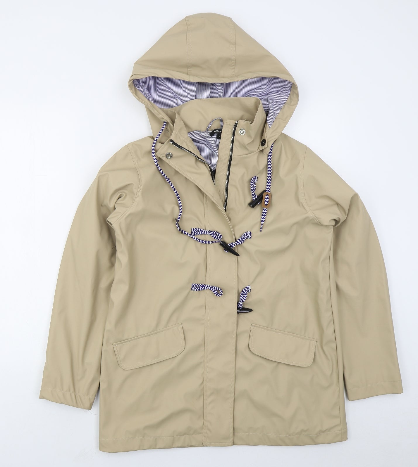 Rising Womens Beige   Rain Coat Coat Size S  Zip