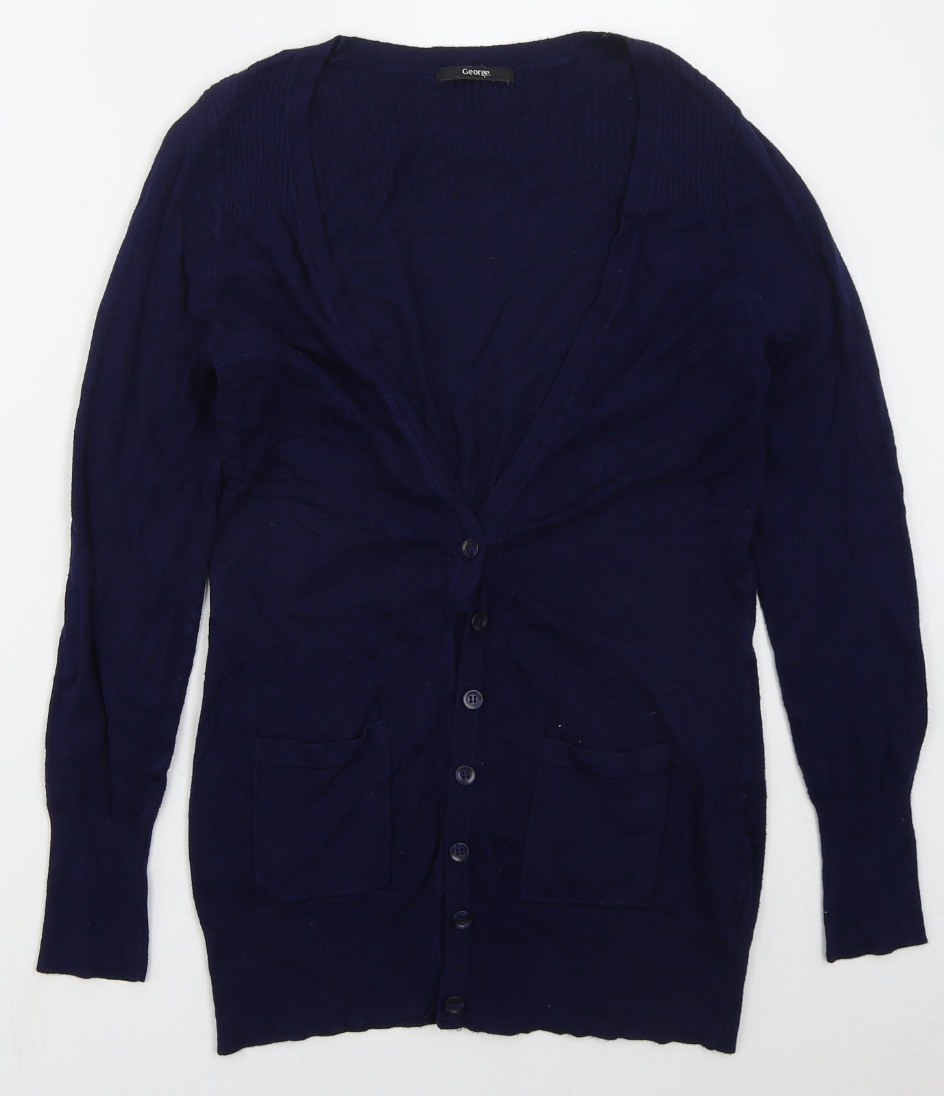 George Womens Blue V-Neck  Viscose Cardigan Jumper Size 12