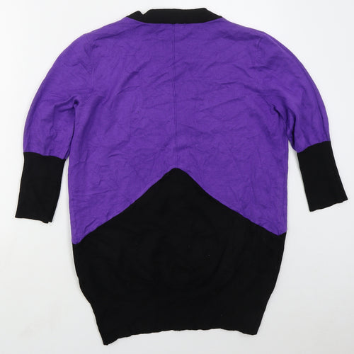 So Fabulour Womens Purple V-Neck  Viscose Pullover Jumper Size 16   - Colour Block