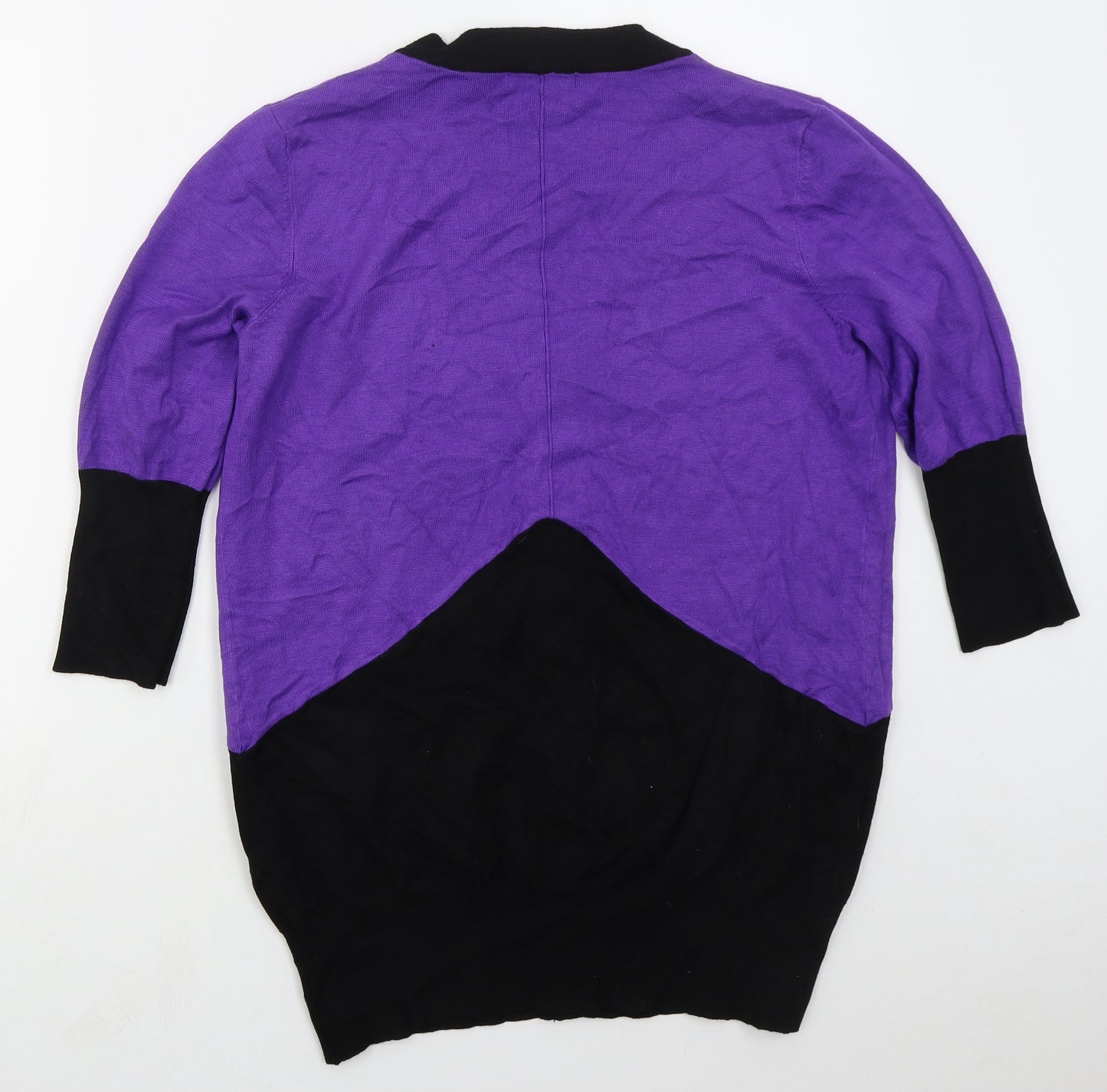 So Fabulour Womens Purple V-Neck  Viscose Pullover Jumper Size 16   - Colour Block