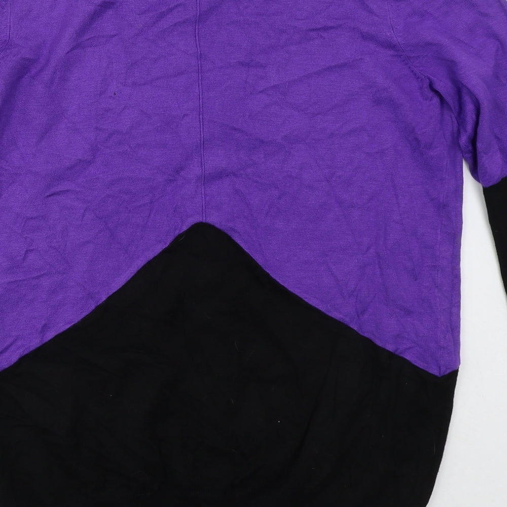 So Fabulour Womens Purple V-Neck  Viscose Pullover Jumper Size 16   - Colour Block