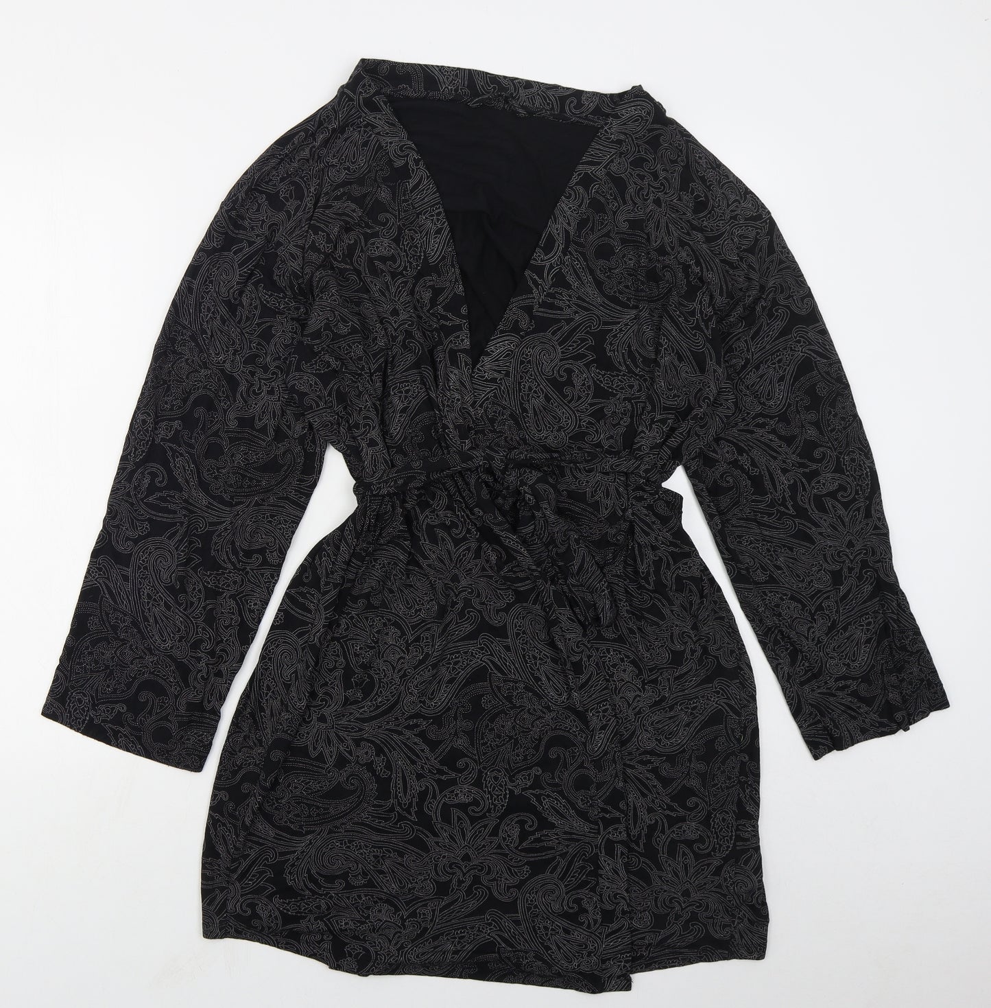 George Womens Black Paisley Viscose Wrap Dress  Size 16  V-Neck Tie