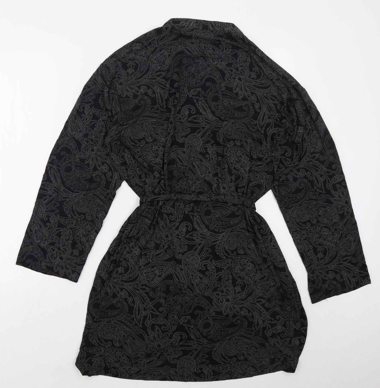 George Womens Black Paisley Viscose Wrap Dress  Size 16  V-Neck Tie