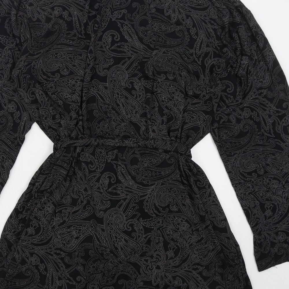 George Womens Black Paisley Viscose Wrap Dress  Size 16  V-Neck Tie