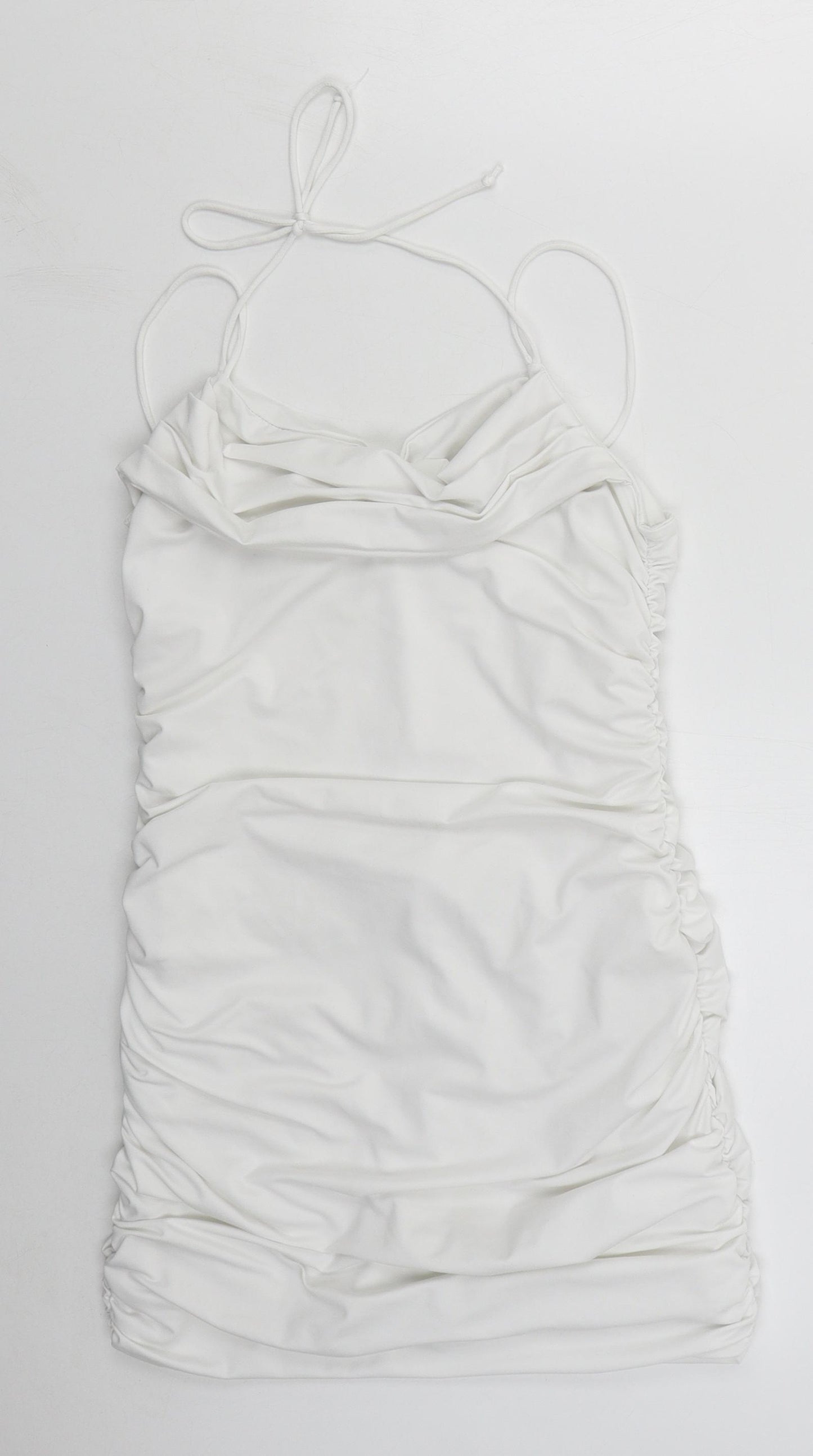 SheIn Womens White  Polyester Mini  Size L  Sweetheart Tie