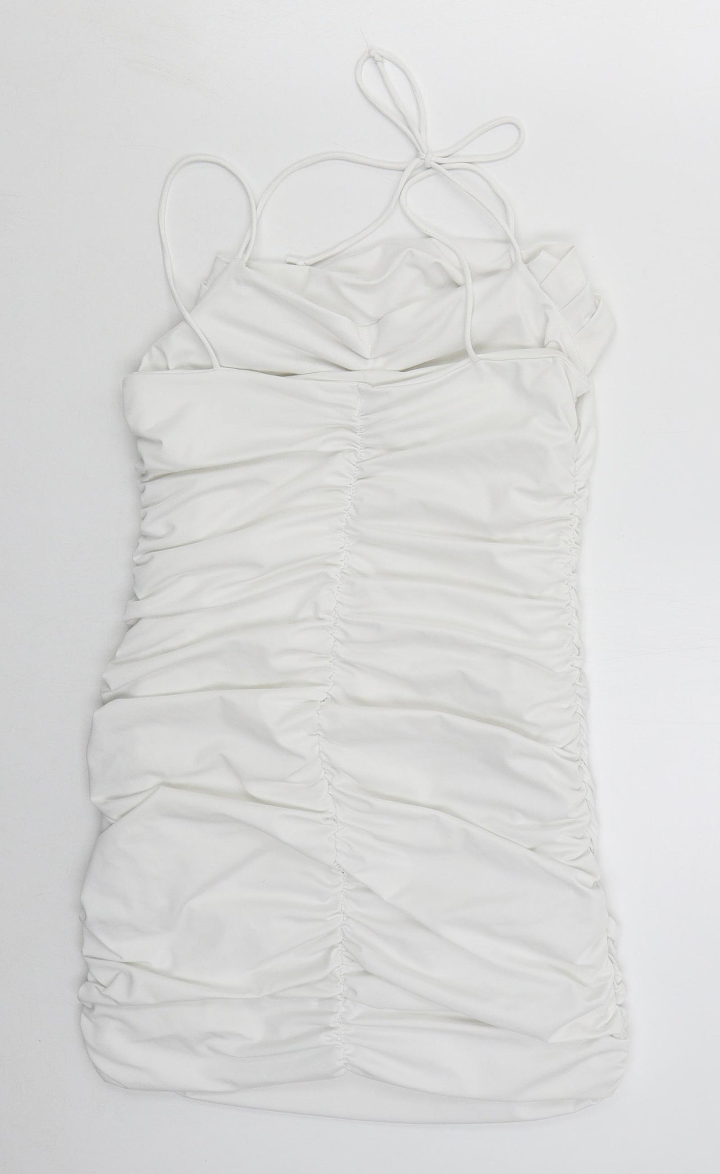 SheIn Womens White  Polyester Mini  Size L  Sweetheart Tie