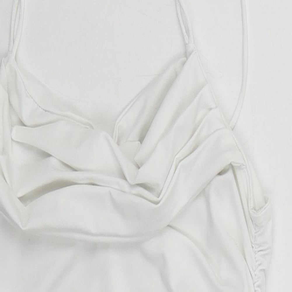 SheIn Womens White  Polyester Mini  Size L  Sweetheart Tie
