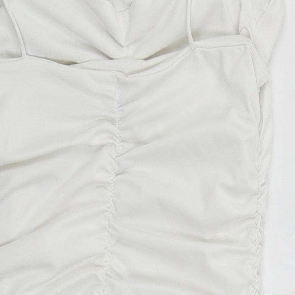 SheIn Womens White  Polyester Mini  Size L  Sweetheart Tie