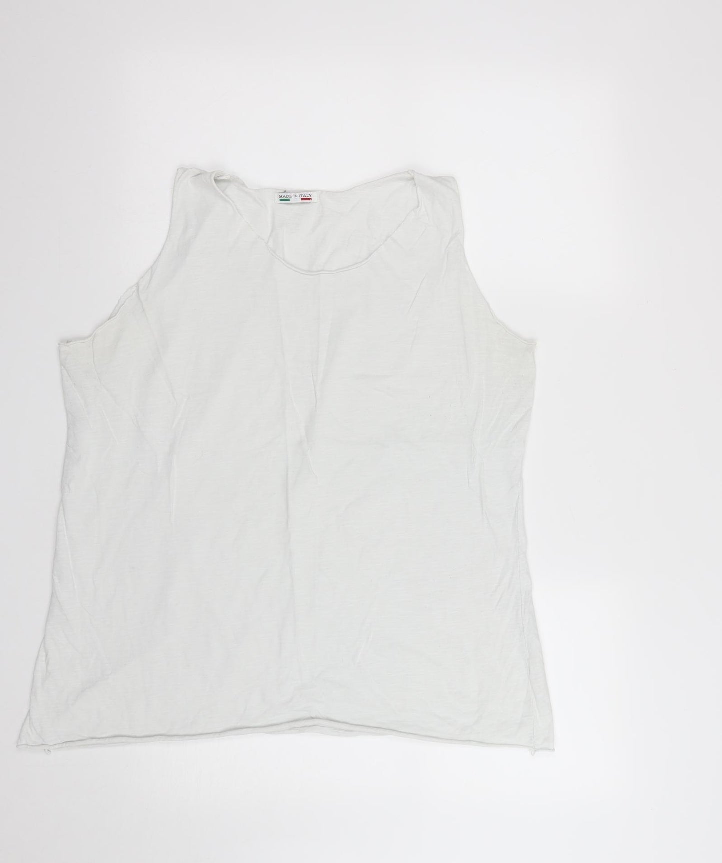 Made in Italy Womens White  Cotton Basic T-Shirt Size M Round Neck