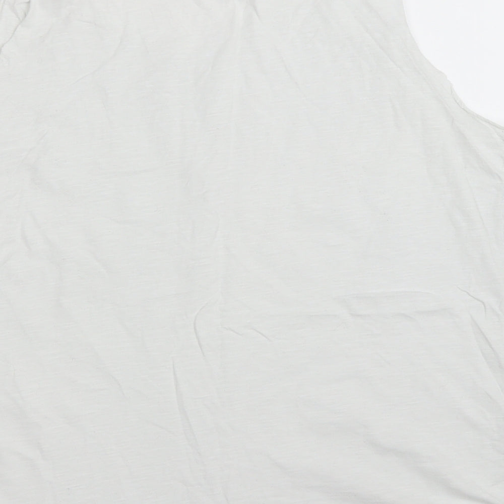 Made in Italy Womens White  Cotton Basic T-Shirt Size M Round Neck