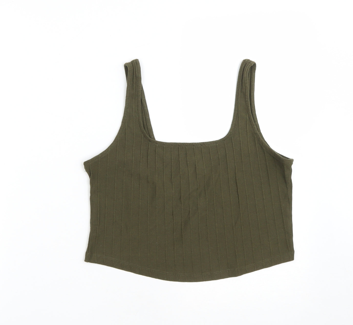 Primark Womens Green  Cotton Cropped Tank Size M Round Neck