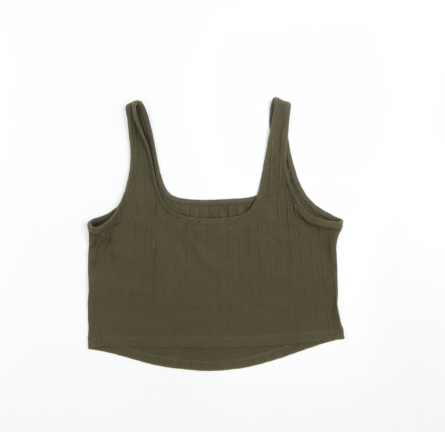 Primark Womens Green  Cotton Cropped Tank Size M Round Neck