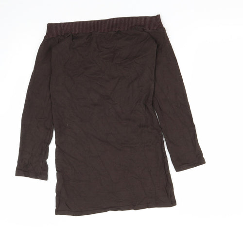Zara Womens Brown Square Neck  Acrylic Pullover Jumper Size M