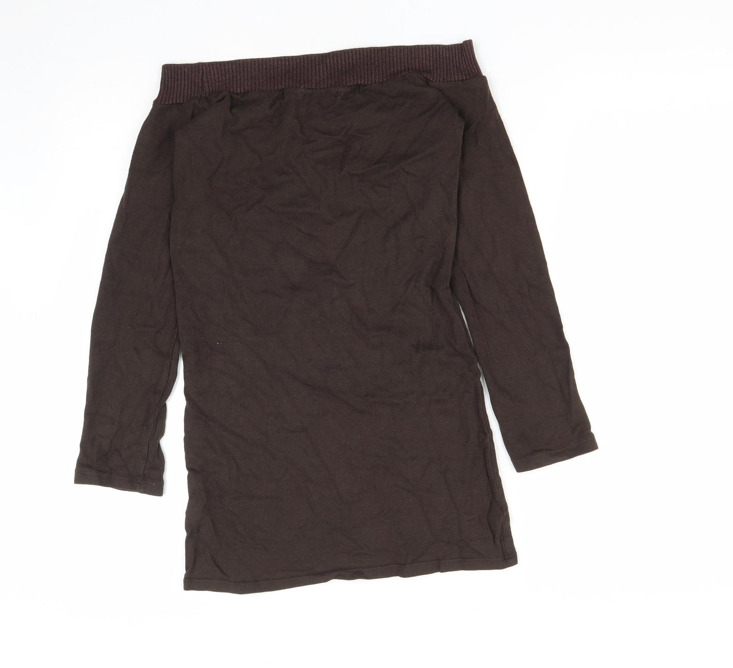 Zara Womens Brown Square Neck  Acrylic Pullover Jumper Size M