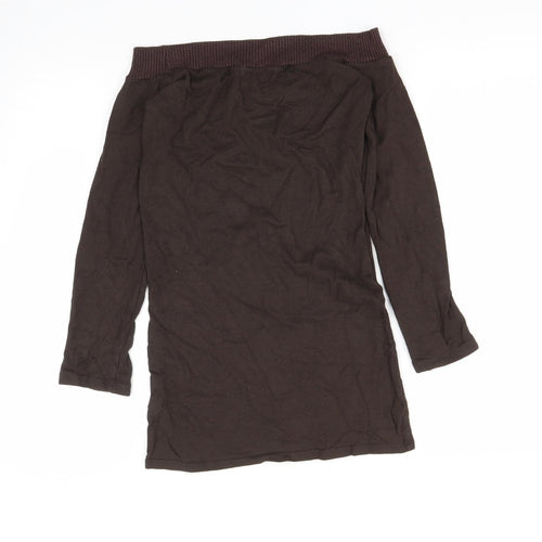 Zara Womens Brown Square Neck  Acrylic Pullover Jumper Size M