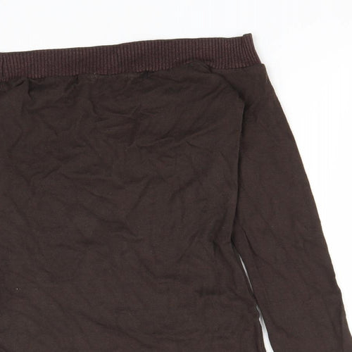 Zara Womens Brown Square Neck  Acrylic Pullover Jumper Size M