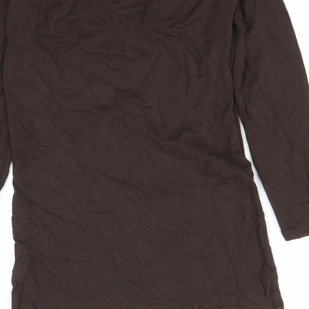 Zara Womens Brown Square Neck  Acrylic Pullover Jumper Size M
