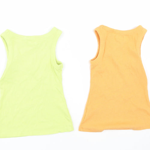 NEXT Girls Multicoloured  Cotton Basic Tank Size 5 Years Round Neck  - Set of 2
