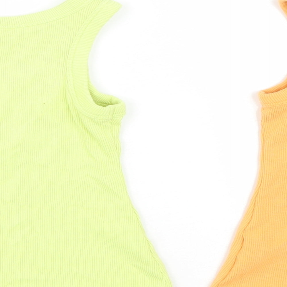 NEXT Girls Multicoloured  Cotton Basic Tank Size 5 Years Round Neck  - Set of 2