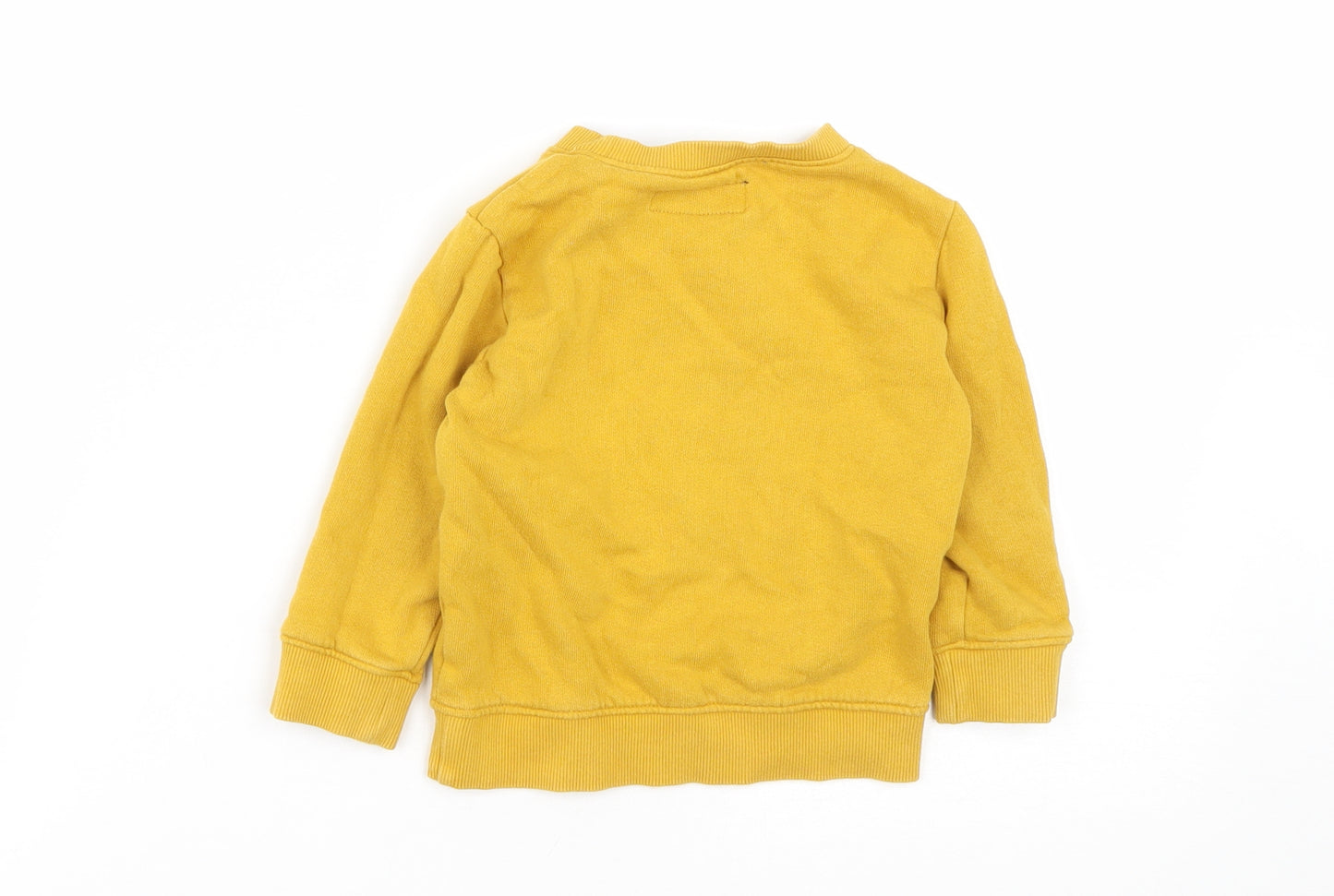 NEXT Baby Yellow  Cotton Pullover Jumper Size 12-18 Months   - Fire Engine Print