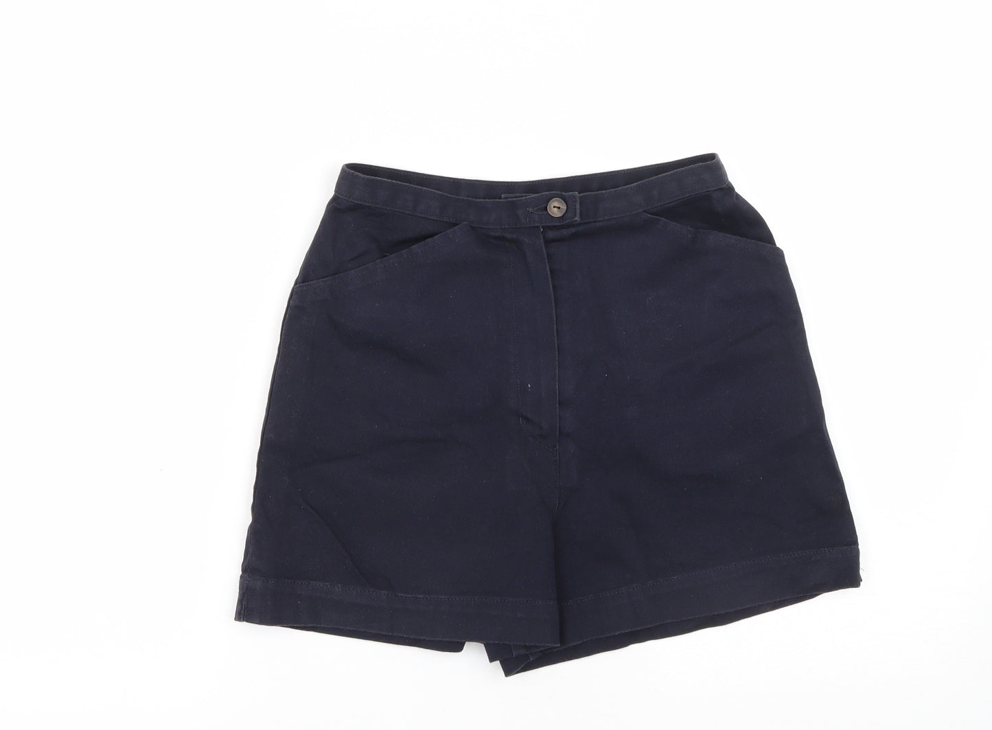 Marks and Spencer Womens Blue  Cotton Bermuda Shorts Size 8 L3 in Regular Zip
