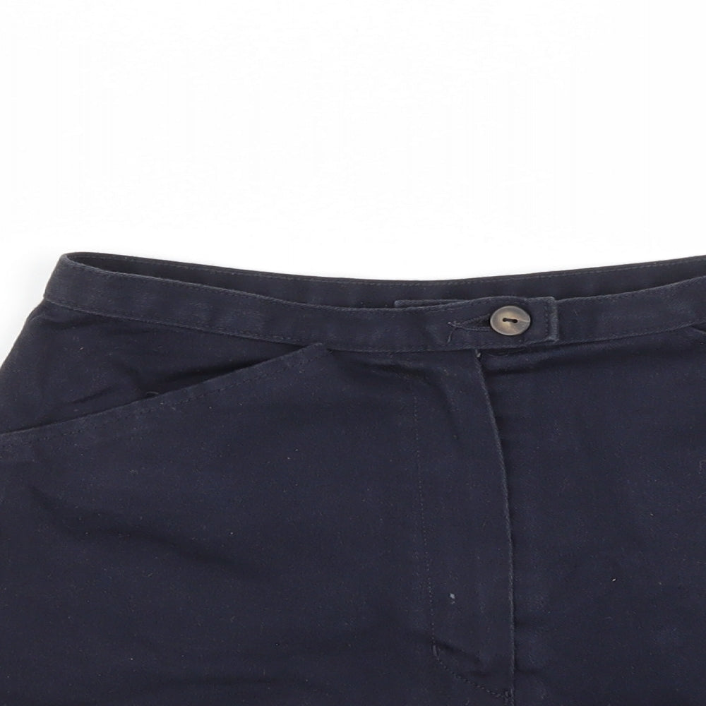 Marks and Spencer Womens Blue  Cotton Bermuda Shorts Size 8 L3 in Regular Zip