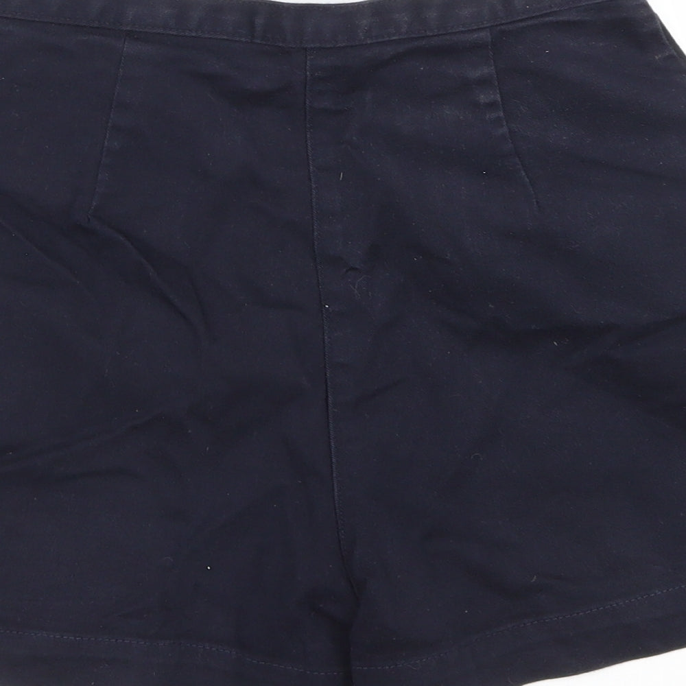 Marks and Spencer Womens Blue  Cotton Bermuda Shorts Size 8 L3 in Regular Zip