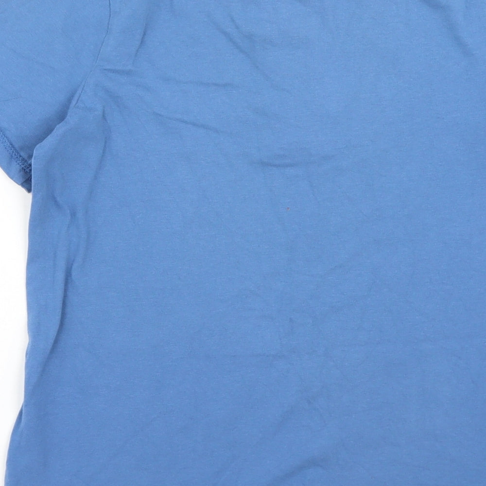 George Boys Blue  Cotton Basic T-Shirt Size 11-12 Years Round Neck Button