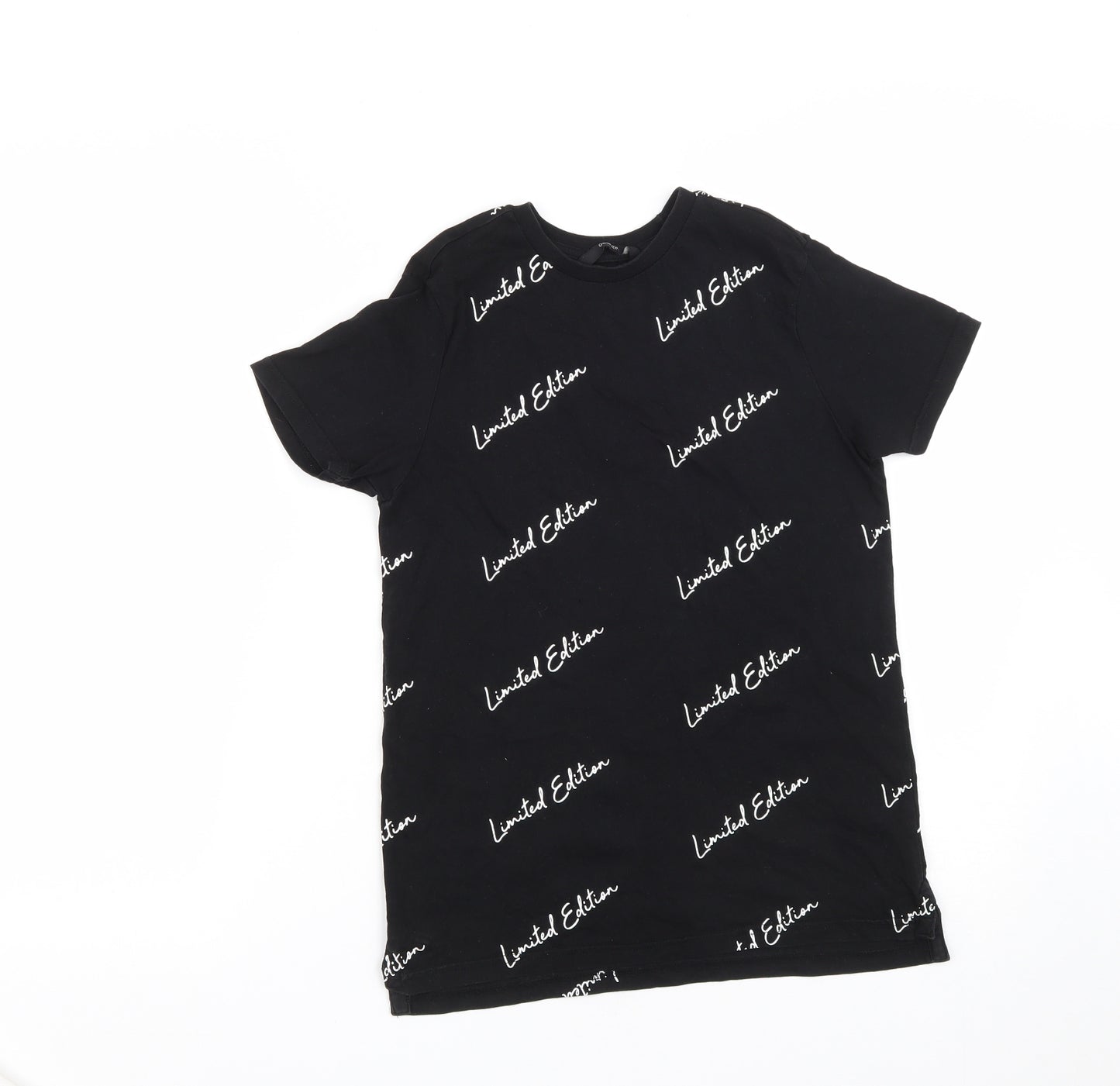 George Boys Black  Cotton Basic T-Shirt Size 11-12 Years Round Neck