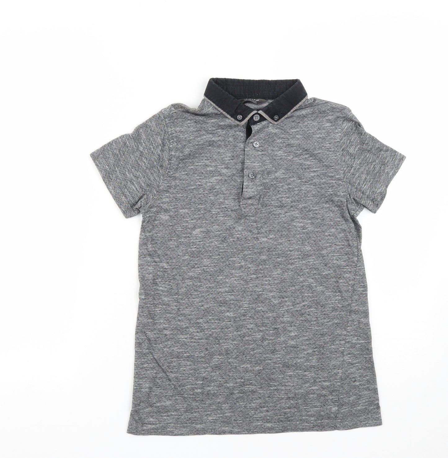 Primark Boys Grey  Cotton Basic Polo Size 10-11 Years Collared Button