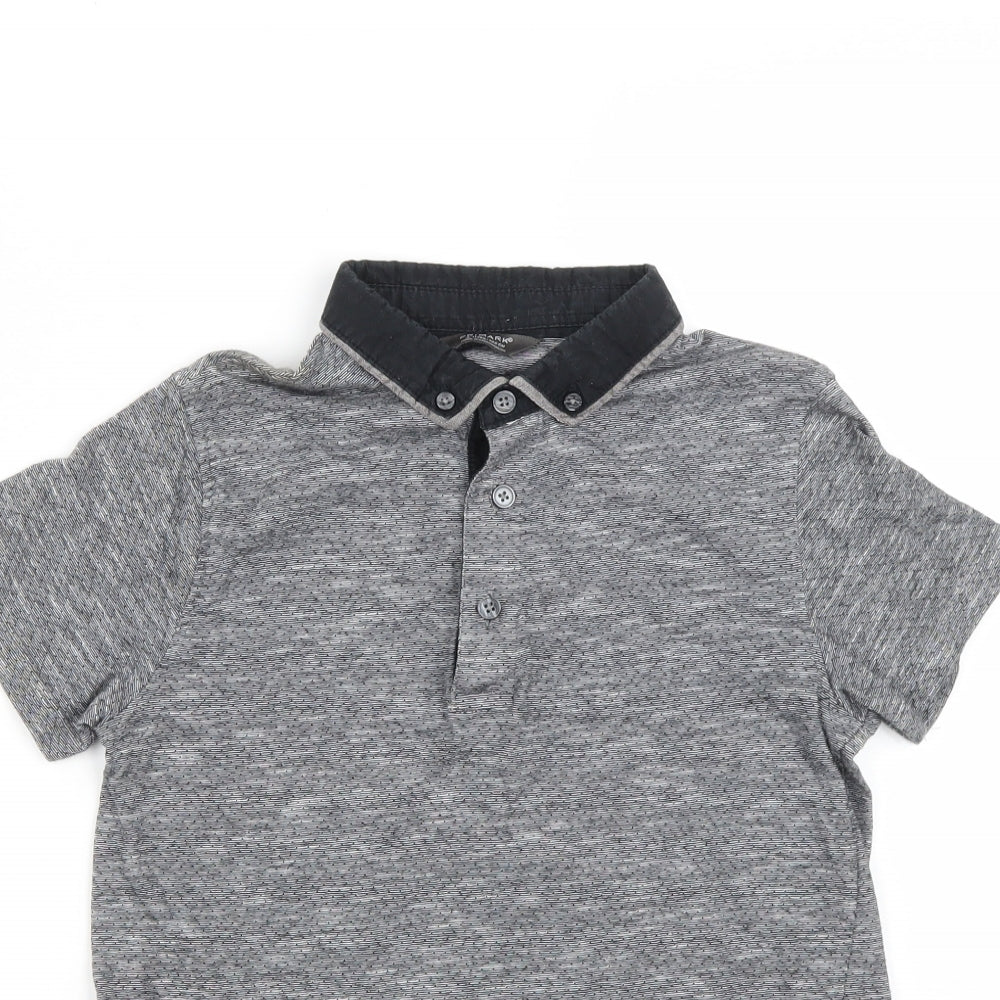 Primark Boys Grey  Cotton Basic Polo Size 10-11 Years Collared Button