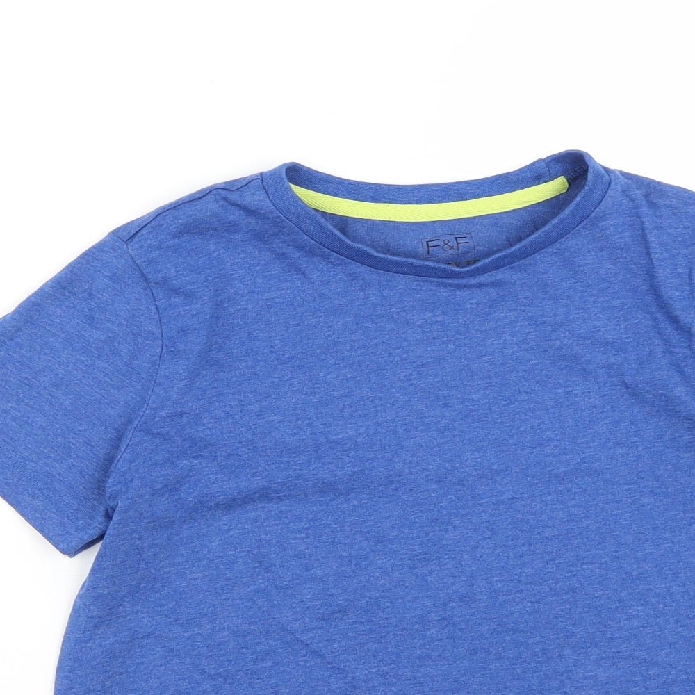 F&F Boys Blue  Cotton Basic T-Shirt Size 9-10 Years Round Neck