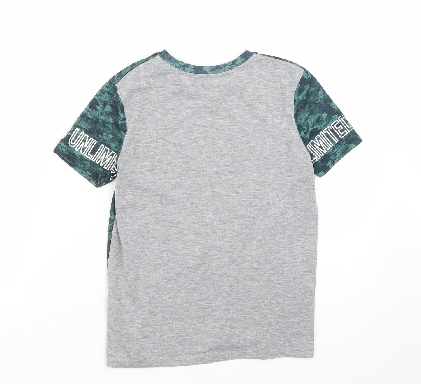 George Boys Grey Camouflage Polyester Basic T-Shirt Size 8-9 Years Round Neck