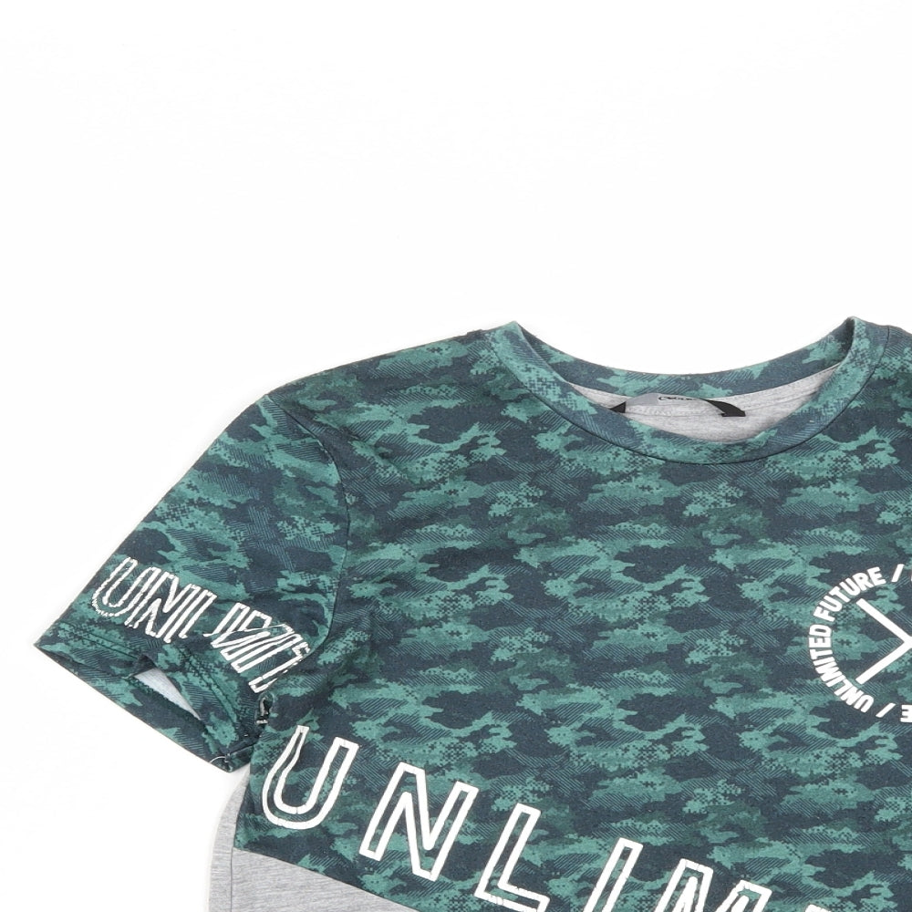 George Boys Grey Camouflage Polyester Basic T-Shirt Size 8-9 Years Round Neck