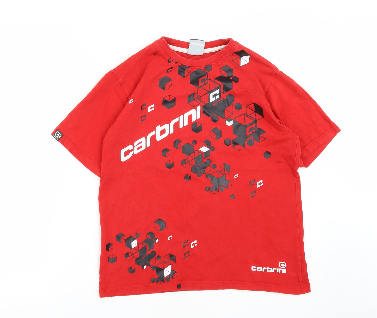 Carbrini Boys Red  Cotton Basic T-Shirt Size 10-11 Years Round Neck